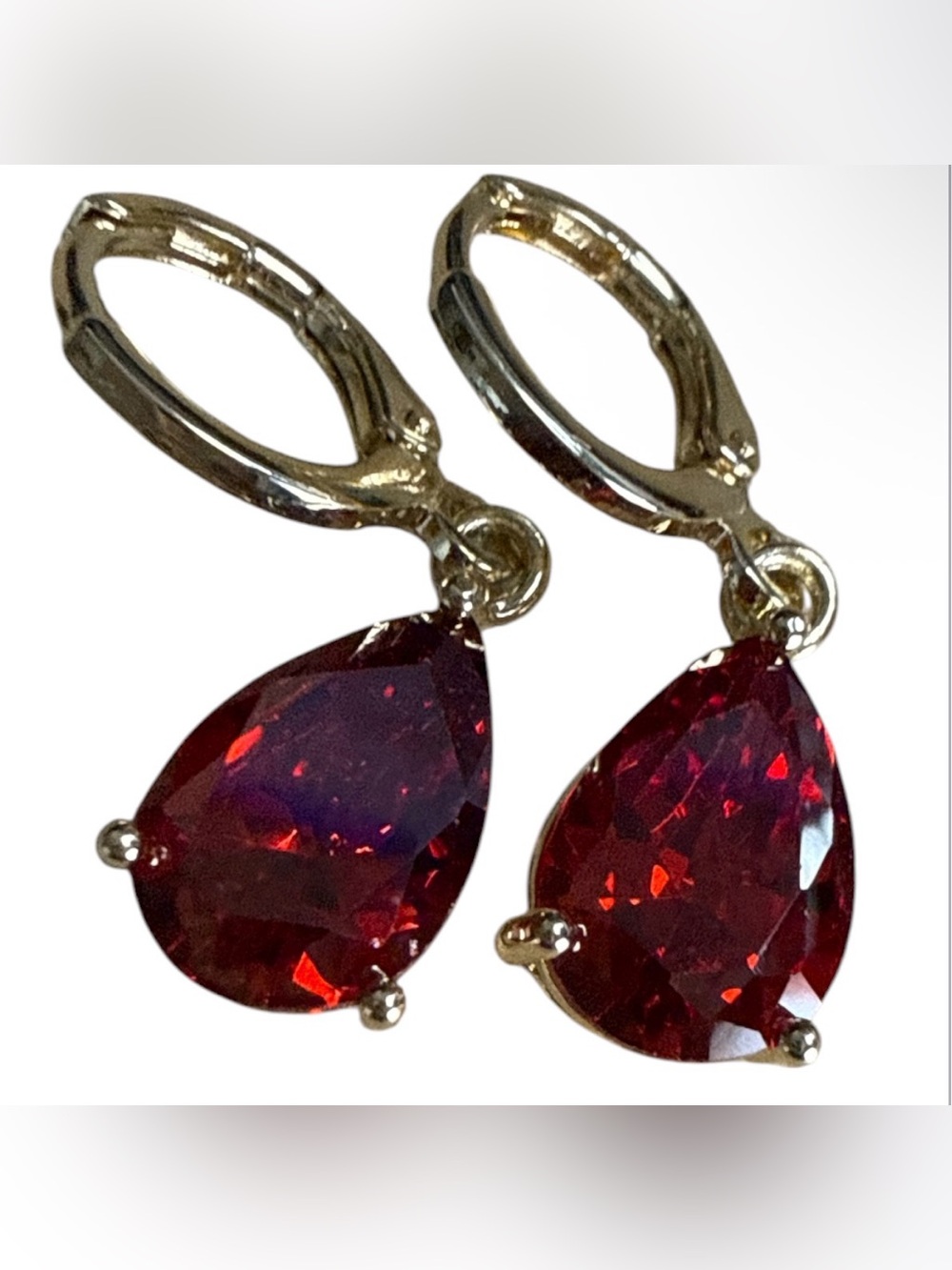Red Teardrop Crystal Dangle Earrings